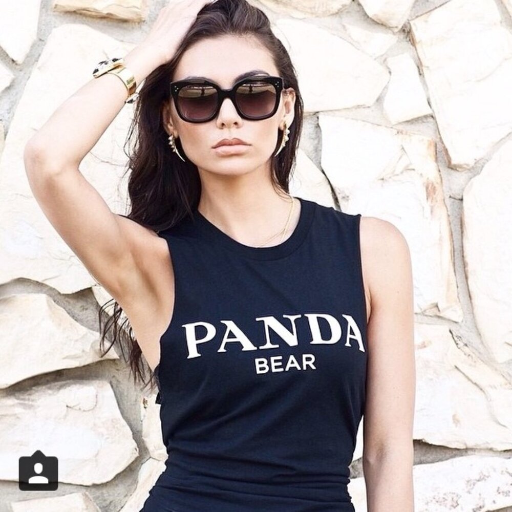 NWT Alex & Chloe Panda Bear Black Muscle Tank
